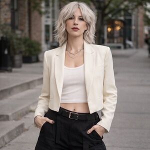 Babaton Cropped Open Blazer Cream Size 8